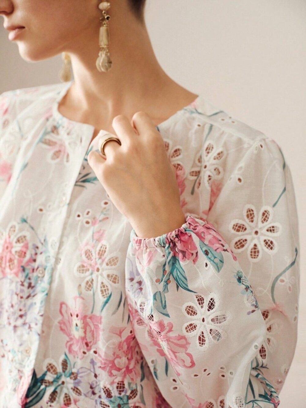 Multicolor Boho Women's Embroidered Patchwork Long Sleeve Button-Up Shirt